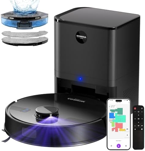 MONSGA Saugroboter mit Wischfunktion, 3.5L Staubsauger Roboter mi...