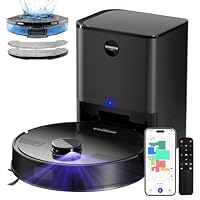 MONSGA Saugroboter mit Wischfunktion, 3.5L Staubsauger Roboter mit Absaugstation, 5000Pa Saugkraft,180Min Laufzeit, LiDAR Navigation, Starke Saugkraft ideal für Teppich und Tierhaare, APP Steuerung