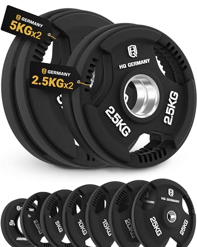 HQ Germany® Hantelscheiben 50mm [Sets / 1.25-25kg] - Tri-Grip Bumper Plates 15kg - Hantelscheiben Sâ€¦ – Miniatur