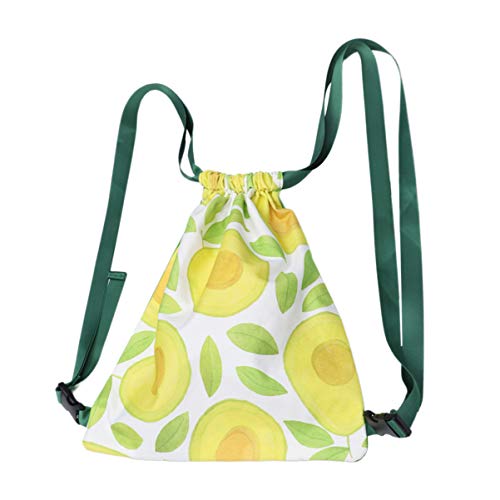 FAVOMOTO Mochila de Lona Com Cordão de Impressão de Frutas Sacola Com Cordão para Academia de Esport