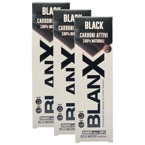 3x Dentifricio BLACK Carboni Attivi 100% Naturali. Sbiancante Non Abrasivo, Bianco Autentico e Denti Senza Macchie 75ml