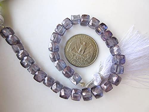 LKBEADS Naturalny kwarc kryształ iolit kolor fasetowane koraliki w pudełku, 7 mm koraliki w pudełku, powlekana biżuteria z kryształem kwarcowym