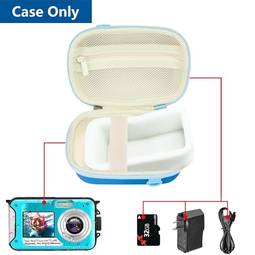 Leayjeen Underwater Camera Case Compatible with YISENCE/Trsunow/HICSHON/Yifecial/QUNVAL 11FT Waterproof Camera，Selfie Underwater Camera, Waterproof Floatable Digital Camera-Deep Blue(Case Only)