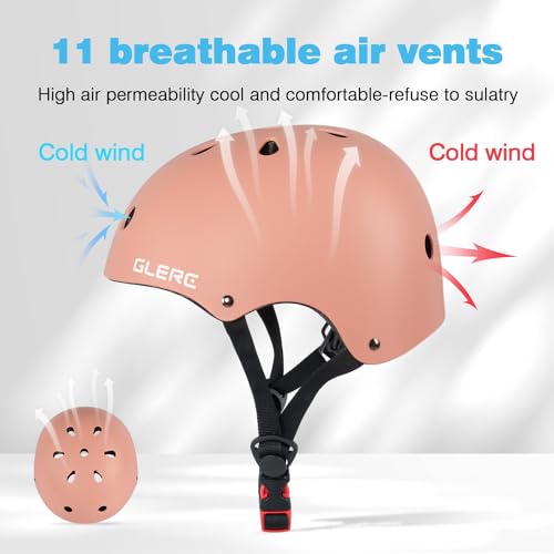 Glerc Kids Multi-Sport Helmet for Boys & Girls Ages over 8 years old, for Bike Scooter, Skate & More, Adjustable Size M, Peach - Image 4