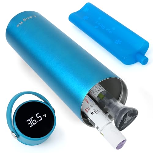 LengKe Estojo térmico de viagem com isolamento 48H para canetas injetoras Zepbound ou Mounjaro, estojo de viagem GLP-1 aprovado pela TSA com tela digital de temperatura de ℃ e bolsa de gelo