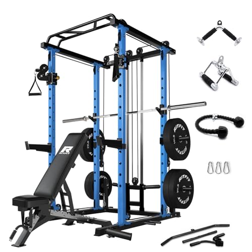 RitFit Multi-Function Garage & Home Gym Package Includes 1000LBS Power Cage PPC03 with Cable Crossover System