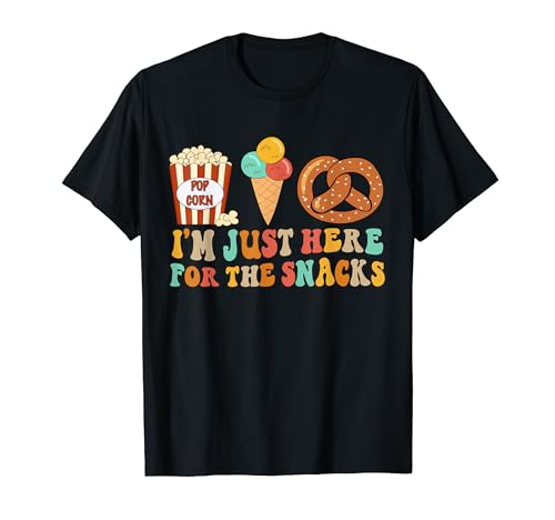Retro Snacks homens meninos I'm Just Here For The Snacks Groovy t-shirt, Preto, S