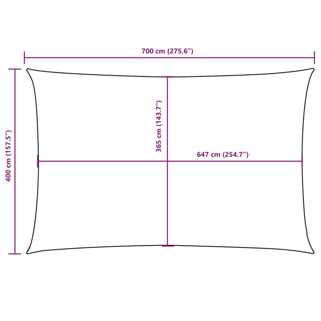 vidaXL Parasole a Vela Ombra Tenda da Sole Elegante Moderna Anti UV Giardino Frangisole Terrazza Balcone Oxford Rettangolare 4x7 m Antracite