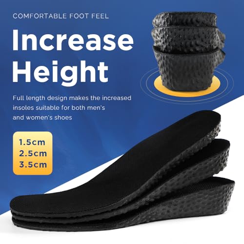 Image of Height Increase Insole Elastic Shock Absorbing Sports Shoe Insoles, Heel Lift Inserts Elevator Insoles for Men & Women (1.5cm-Black, Women US 7-8.5)