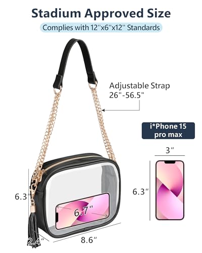 Image of PACKISM Clear Bag for Stadium Events - Small Clear Purses for Women Stadium Crossbody for Game Day, Festival, Concerts