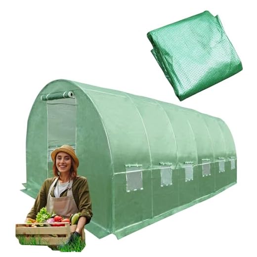 Foliengewächshaus 6 x 3 m Gartenfolientunne Typ Gewächshaus mit Stahlfundament 18m2 schwere Qualität Spezial-Gitternetzfolie 140g/m²