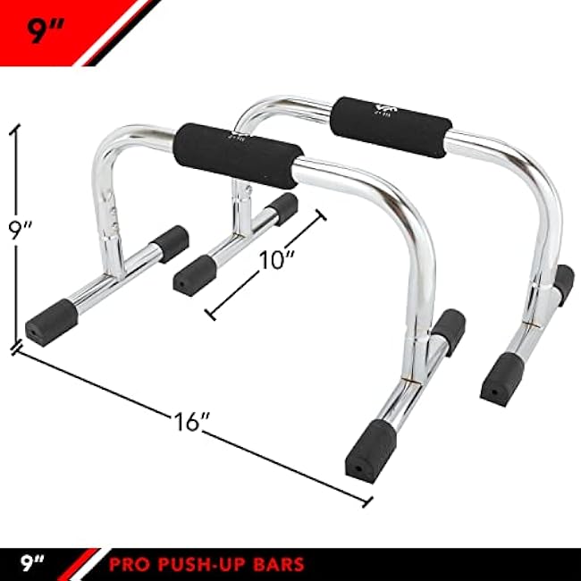 JFIT Pro Push Up Bar Stand, Set of 2 Bars - Made in Taiwan - UPDATED STYLE - 9 or 11 Options - NEW Thicker Grips and Non-Skid Feet for Enhanced Push Ups
