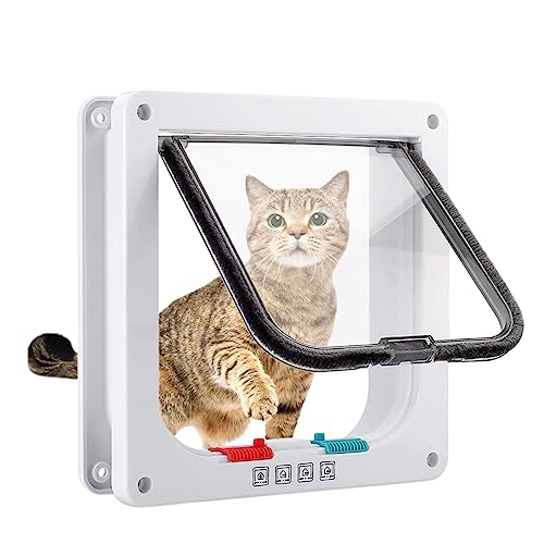 White Safety Pet Cat Door: YOYIAG 25 x 23.5 x 5.5 CM Large Pet Dog Door with Magnet,Flap Door for Pets Large Easy Install Pet Cat Door