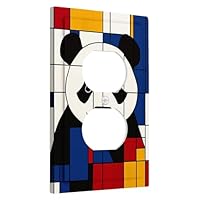 Panda Light Switch Cover Plate/Outlet Covers, Colorful Modern Art Design for Wall Accents, Thermoplastic Wall Plates, Standard Size Single Duplex Outlet