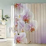 KIYAYO Duschvorhang 180x200 cm Blumen Duschvorhang Anti-schimmel 3D Motiv Weisse Orchidee Bad-duschvorhang Jugendstil Duschvorhänge Für Badezimmer Mit 12 Ringe
