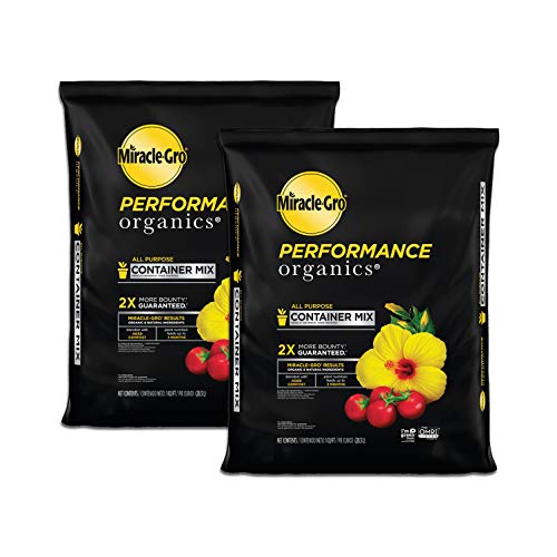 Miracle-Gro Performance Organics All Purpose Container Mix, 6 qt. - Organic, All Natural Plant Soil - Feed for up to 3 Months - All-Purpose Formula for Vegetables, Flowers and Herbs, 2-Pack