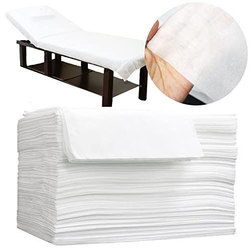 100Pcs 31 X 70 Inches Disposable Massage Table Sheets Non Woven Bed Cover Woven Spa Sheets Waterproof Fabric For Hotel Spa Wax Tattoo Salon (White) #TOP9
