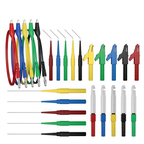 Cpolebev Kit de Cables de Prueba para MultíMetro Digital, Pinza de Cocodrilo a Conector Tipo Banana de 4 Mm con Sonda de Prueba, Kit de Sondas Traseras