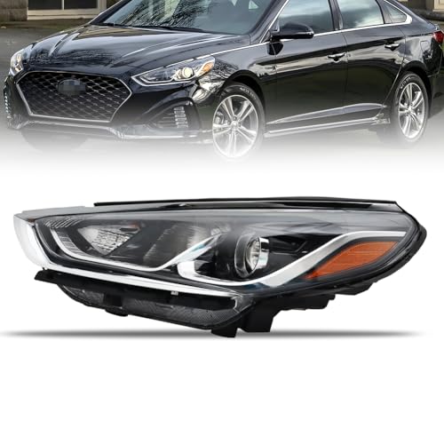 OLDANI Left Headlight Assembly for 2018 2019 Hyundai Sonata, Driver Side Halogen Headlamp with Clear Lens Black Housing Amber Reflector, 1 PC, Replace# 92102-C2500, 92102C2500 by OLDANI - Used condition - US$71.10