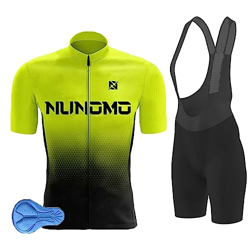 Abbigliamento Completo Ciclismo Uomo Estivo Tuta Bici da Corsa Professionale Maglia MTB + Pantaloncini Imbottiti con Gel 9D,Salopette Pantaloncini Corti (TYP-3,L)