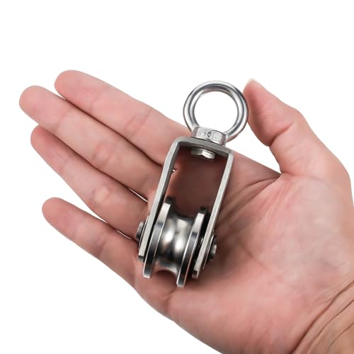 Foto von Umlenkrollen mit 2 Kugellager, Seilrolle Fitness Edelstahl 304 Flaschenzug für Seile Stahlseil, Tragkraft 250kg