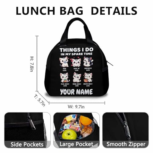 Set of 3 Custom Cat Backpack for Boys Girls, Cute Kids Book Bag Gift Back to School, Animal Theme Backpack with Lunch Box and Pencil Case for Preschool Elementary Kindergarten3