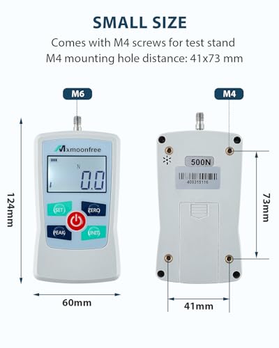 Mxmoonfree 500N Digital Force Gauge Push Pull Gauge Portable Force Meter with Units N/LB/Kg/Oz, Storage Case, Auto Backlit LCD, Auto Power-Off for Teaching School Lab Mechanical Physics (ZMF-500N)