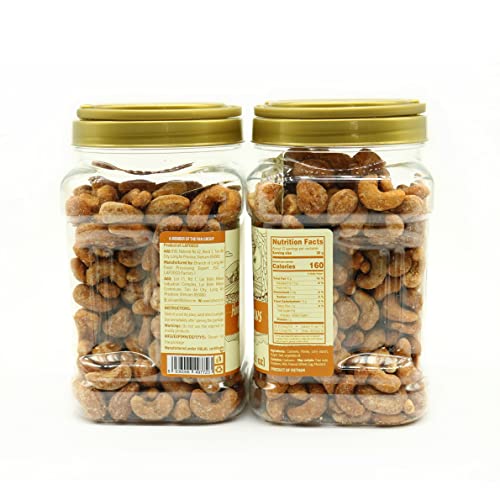 Image of LAFOOCO Honey Roasted Cashews 14.1 oz, Sweet Crunchy Party Nuts Gift | Whole cashews in a natural honey glaze. Halal & BRCGS certified Vietnamese nuts in a resealable jar. Sweet salty snack.