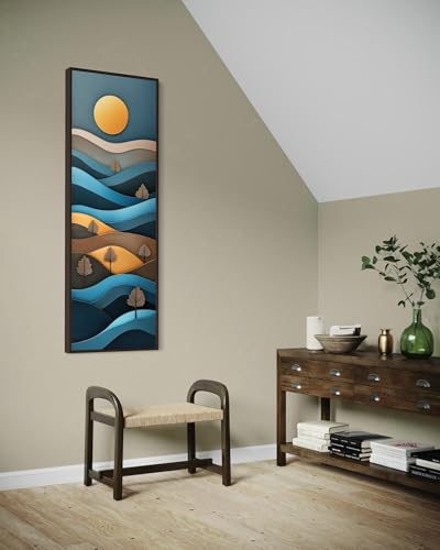 Tableau vertical soleil doré de qualité supérieure avec cadre intérieur