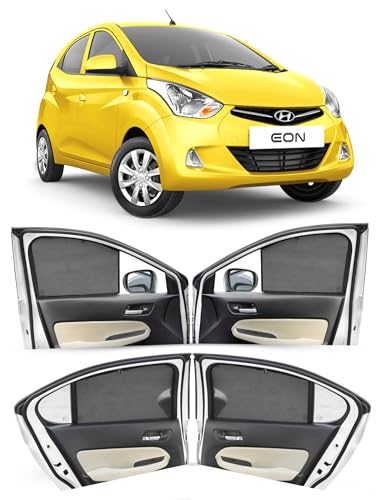 Image of Autofact Car Sunshades for Hyundai Eon (2011 to 2024), UV Protection, Useful Car Accessories, Custom fit Sun Shades for Side Windows, Set of 4