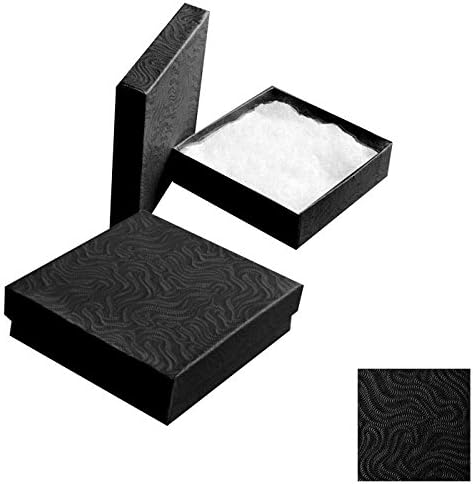 Miniatura 2 de Swirl Black 3.5" x 3.5" x 1" Cajas de embalaje y fabricación de joyas rellenas de algodón