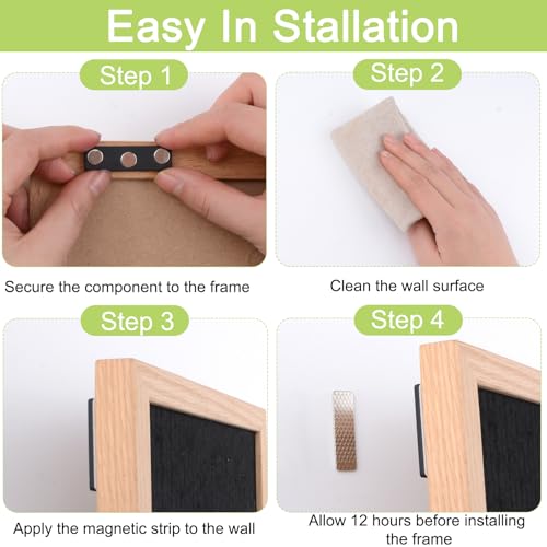 UFURMATE 8 Paar magnetische Klebestreifen zum Aufhängen von Bildern, abnehmbare Klebestreifen für beschädigungsfreie magnetische Fixatoren für Rahmen, Bilder, Heimdekoration