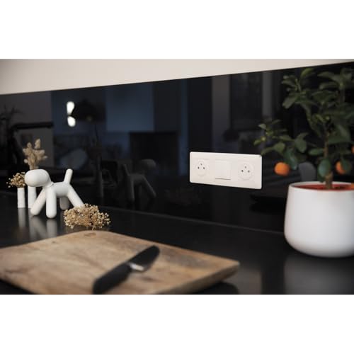 Zenitech - Doppelter 10A Wippschalter - Fertig Zum Installieren Eingebaute Ausrüstung - Kompatibel Mit Unterputzdose - Modernes Design Mit Verstellbarem Blendenrahmen - Weiß