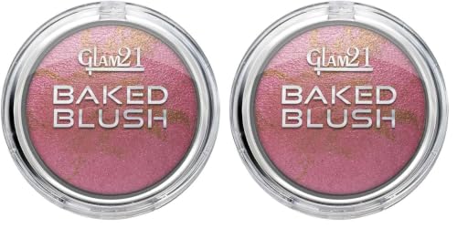 Image of Glam21 Baked Blusher | Highly Pigmented, Long Lasting | Illuminating Glow Finish | Smooth & Blendable Texture |Stays up to 8 hours | For All Skin Types | 6gm | Shade-02 (Pack of 2)