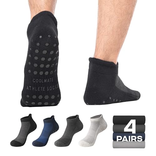 COOLMATE GLOBAL Mens Grip Socks Non Slip Size 6-14, Anti Slip Pilates Yoga Socks for Men with Grips2