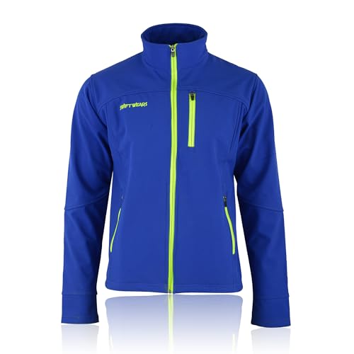 Mens Softshell Thermal Winter Jacket Warm Fleece Lined Outdoor Casual Water Repellant Work Zip Up Collared Pockets High Visibility Windproof Jacket (UK, Alpha, L, Regular, Regular, Royal Blue)