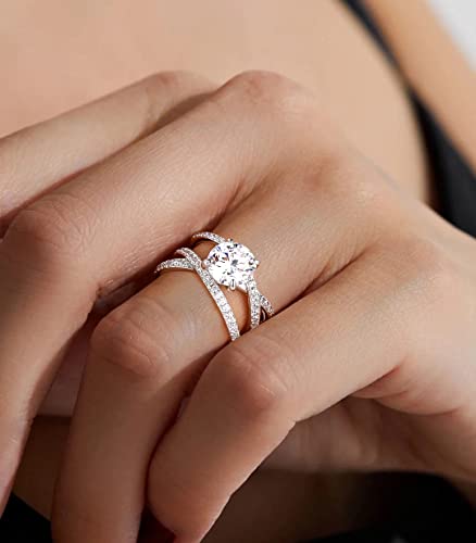 TIGRADE 2CT Criss Cross Promise Ring for Women Cubic Zirconia Engagement Ring CZ Statement Wedding Band Size 3-123