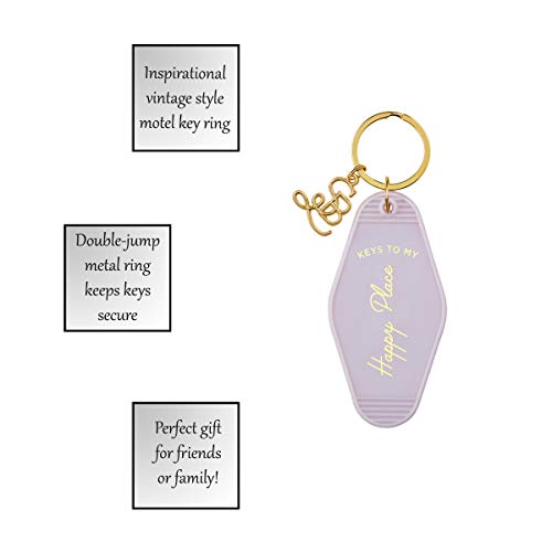 Santa Barbara Design Studio Keychain Lili + Delilah Small Gifts Vintage Motel Key Tag Key Ring, 3.5" Long, Happy Place (Lavender) #TOP2