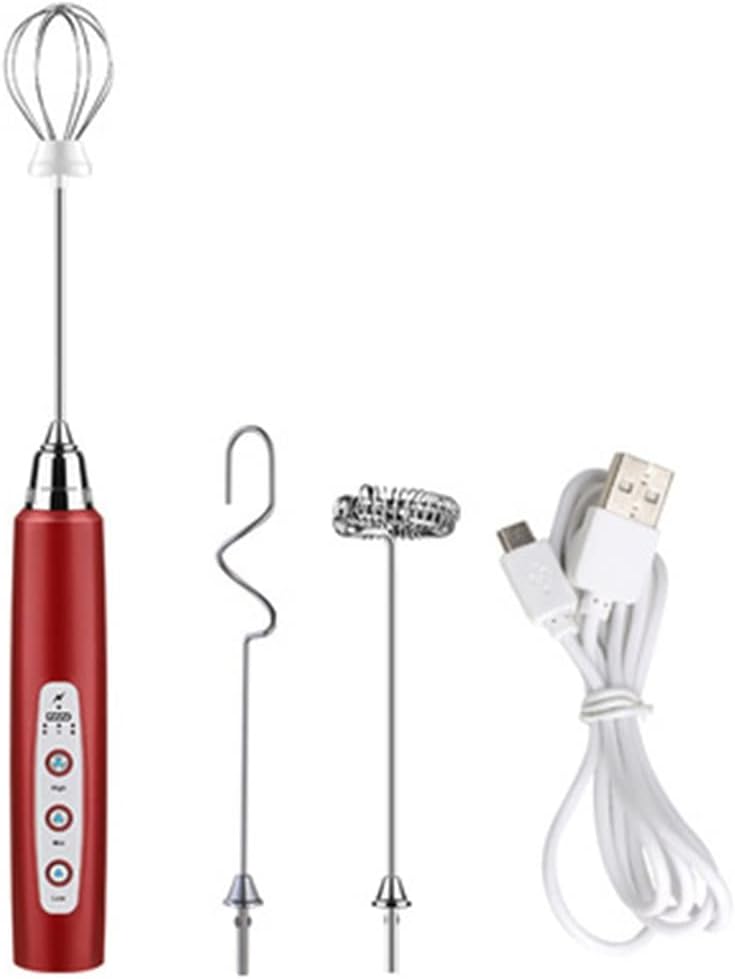 3 Modes Electric Milk Frother Handheld Egg Beater USB Charger Milk Coffee Latte (B (B As the picture shows)