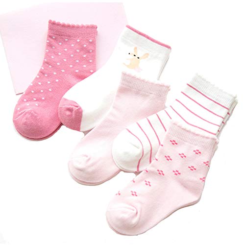 GCBTECH - Calcetines para niños, diseño de dinosaurios, divertidos calcetines de tobillo, multicolor, algodón, 5 unidades Niñas 3-5 años