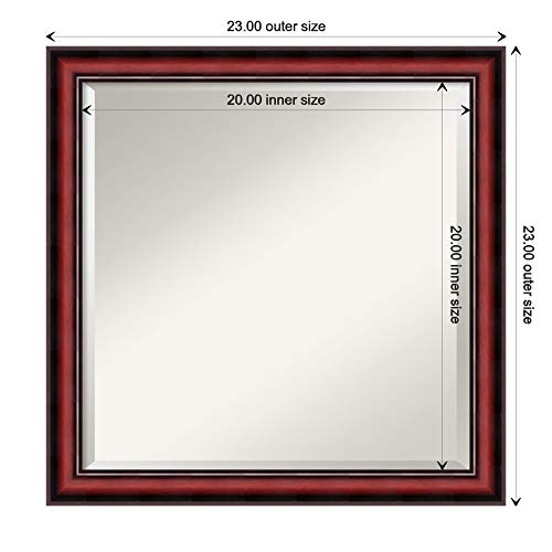 Amanti Art Vanity Wood Framed Bathroom Mirror, Glass Size 20X20, Rubino Cherry Scoop #TOP3