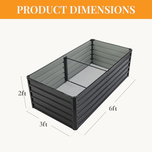 Image of NEWBULIG Galvanized Raised Garden Bed Kit, 6x3x2ft Outdoor Metal Planters Box, Rectangular Raised Flower Beds for Planting Vegetables Flowers Herbs, Open Bottom, Easy Assembly, Dark Gray