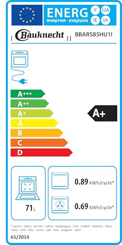 Bauknecht BBARS85HU1I Einbau-Backofen 60 cm, 71 l, Heißluftbackofen mit 12 Funktionen, Gentle Steam, PowerHeißluft, Maxi Cooking, Pizzafunktion, versenkbare Knebel, Edelstahl