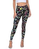 HDE Trendy Design Workout Leggings - Fun Fashion Graphic Printed Cute Patterns Paint Splatter - XL