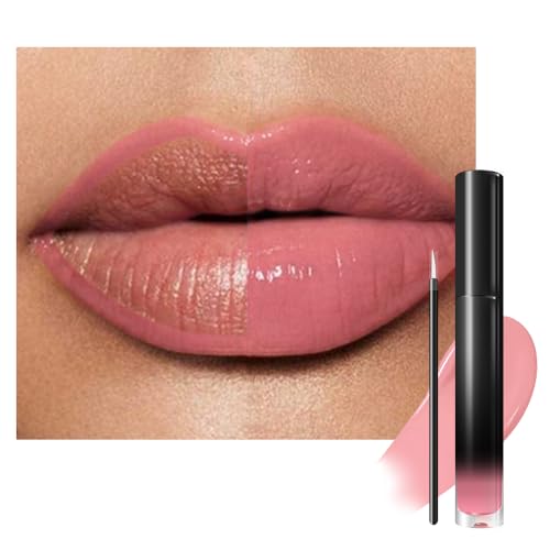 Image of evpct Nude Pink Shiny Longwear No-Budge Liquid Lip Color Lipstick Makeup, Highly Pigmented Color Instant Shine, Waterproof Long Lasting Lipstick for Women, Lip Stain Gloss with Lip Liner Brush, 19#
