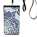 Peony s Art Pattern Phone Wallet Purse Hanging Mobile Pouch Black Pocket