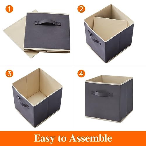 Lifewit Collapsible Storage Cubes, 13 Inch Foldable Fabric Bins, Multi-color Organizers, Decorative Organizing Baskets for Shelves, Closet, Utility Room, Storage Room, Set of 10, Grey by Lifewit - Image 4