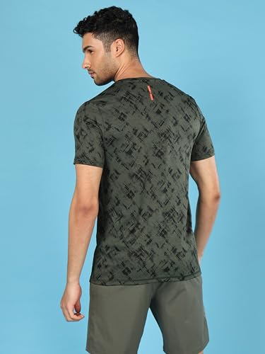 Image of TECHNOSPORT Men Polyester Regular Fit Half Sleeve Jacquard T-Shirt with Double Cool, Quick Dry & Anti Microbial for Sports, Running & Casual Use