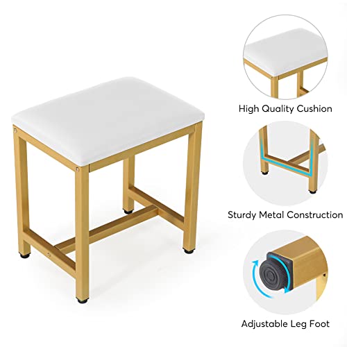 Tribesigns Vanity Desk With 3-Color Touch Screen Lighted Mirror, Makeup Vanity Table Set With Cabinet And 3 Drawers, Dressing Table With Cushioned Stool For Women, Girls, Bedroom (White And Gold) #TOP5