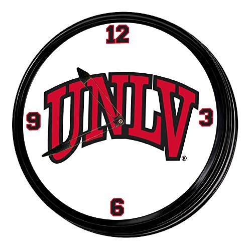 The Fan-Brand NCAA UNLV Rebels - Retro Lighted Wall Clock - Sports Team Bar Sign Décor - Home, Dorm, Garage, Office, Fan Cave